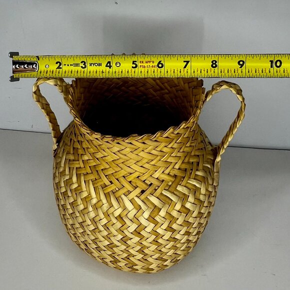 Set 2 Wicker Hand Woven Baskets Tan Handles Tarahumara Planters Boho RARE - Picture 8 of 16